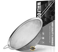 Walfos Colador y colador de malla fina, de acero inoxidable, con marco reforzado y mango estable, perfecto para colar, escurrir y enjuagar verduras, pasta y té (24 cm)
