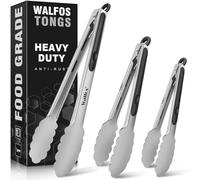 Walfos Pinzas de acero inoxidable, juego de 3 piezas, 45,72 cm, 58,48 cm, grado alimenticio, a prueba de óxido, mango ergonómico, mecanismo de bloqueo, apto para lavavajillas, utensilio de cocina