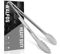 Walfos Pinzas de cocina de 43 cm con mango largo, acero inoxidable 304 premium y mango antideslizante resistente al calor, ideal para asar, asar, girar y cocinar alimentos