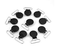 Walfront 10 Pcs 25 mm Chupete Liguero Clips, Redonda Suspender Tirantes Chupete Clip (Negro)