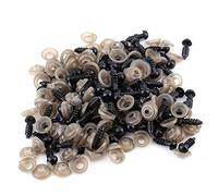 Walfront 100 pcs Plástico Kit de Ojos de Muñeca DIY Muñeca Creativa Informal como Regalo Ojos de Seguridad con Arandel Ojos de Muñeca Artesanales(Negro)(6mm)