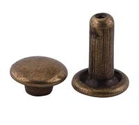 Walfront 100 Piezas 6x8 mm Remaches de Doble Tapa Remaches de Metal Manualidades Reparaciones Remaches de Decoración para Accesorios de Bricolaje (Bronce)