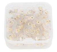 Walfront 100 Piezas de Repuestos para Pendientes, Latón y Plástico, Respaldo Transparente Suave para Postes, Ideal para Fabricación de Joyas y Usuarios Adultos