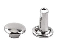 Walfront 100 Uds 6x8mm Remaches de Doble Tapa Remaches de Cuero Remaches de Doble Cabeza para Accesorios Artesanales DIY (Plata)