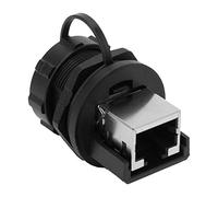 Walfront 2 uds conector RJ45-180 ° RJ45 al aire libre impermeable polvo Cat5 / 6 8 pines 8 núcleos conector Cable de montaje en panel adaptador RJ45 IP67