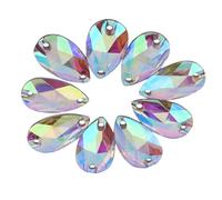 Walfront 200pcs Lágrima Diamante de imitación de resina con doble agujero para coser o pegar decoración artesanal