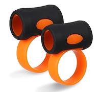 Walfront 2PCS Controlador de Agarre de Baquetas Abrazadera Antideslizante Anillo de Dedo Empuñaduras de Baquetas Auxiliares Accesorios con Silenciadores de Tambor para Baterista (negro y naranja)