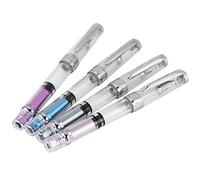 Walfront 4pcs Pluma de Punta 0.5mm F Pluma Estilográfica Transparente Pluma con Relleno de Pistón para Oficina Inicio Escuela