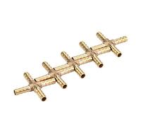 5 Piezas de 4 vías de Montaje de Empalme de Manguera de latón, Conector de púas Cruzadas Aire Agua Aceite Gas Combustible 6/8/10 / 12mm(6mm)