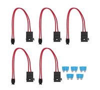 Walfront 5 Uds Conector de Portafusibles para Coche PC ExtensióN de Cable Resistente Mini Mini Conector de Portafusibles para VehíCulo ATM 20A 16AWG con 5 Fusibles Longitud de LíNea 230mm