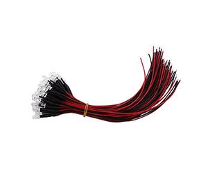 Walfront 50pcs 3/5 mm 12V Pre Cableado LED Diodos Surtido Diodo Emisor Difundido Flash LED Diodos LED Precableado Redonda Bulbo Lámpara (5mm-Blanco)