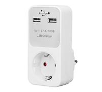 Walfront Adaptador de Salida 2 Puertos de Alimentación USB Alta Seguridad Compatibilidad Universal Construcción Robusta Adaptador de Enchufe de Viaje Protector para el Hogar Viajes Oficina