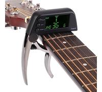 Walfront Afinador de Guitarra con Capo de Metal de Cambio Rápido con una Sola Mano y Almohadilla Premium para Guitarristas y Bajistas (Bronce galvanizado)