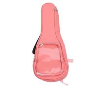 Walfront Bolsa de Guitarra de Guitarra de Tela Oxford de 23 Pulgadas Bolsa de Almacenamiento de Guitarra de Ukulele con Mochila de Instrumentos de Bolsillo Transparente para Viajeros (Pink)