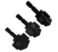 Walfront Brocas para Escariado de Tuberías, Juego de Escariadores para Tuberías con Revestimiento HSS Ti, 3 Tamaños, 20 Mm, 25 Mm, 32, Vástago Hexagonal de 1,4 Pulgadas, para Avellanado de Plástico