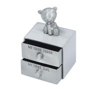 Walfront Caja de Recuerdos de Hada de los Dientes de bebé, Material de Aleación, Lindo Diseño de Oso, Perfecta para Niños y Niñas, Organizador de Memoria para el Primer Diente y Rizo, Ideal para