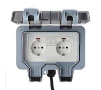 Walfront Caja Exterior Impermeable IP66 con Interruptor Independiente y LED Indicador para Jardín, Garaje y Baño (3 metros/9,8 pies)