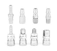 Walfront Conexiones Rápidas Neumáticas 8PCS 1/4"Conectores de Manguera de Compresor de Aire de Aleación de Zinc Juego de Enchufes de Metal para Reparación de Mangueras Cierre Hermético