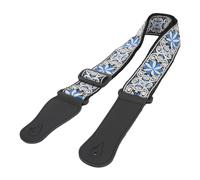 Walfront Correa de Guitarra Bordada de Cuero Engrosado de Cuero Ajustable Ranuras de Llaves Reforzadas Soporte Cómodo para la Guitarra Acústica Eléctrica (BLUE)