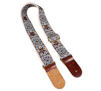 Walfront Correa para Ukelele Bordada Elegante Ajustable con Extremos de Cuero, Correa de Hombro de Nailon Compatible con Todos los Ukeleles (estilo 1)