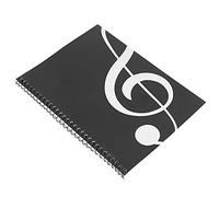 Walfront Cuaderno de Escritura Musical de Papel para Personal de Manuscritos Musicales Cuaderno de Pentagrama de 50 Páginas Escritura de Copia de Partituras con Cubierta (Patrón de nota musical negra)
