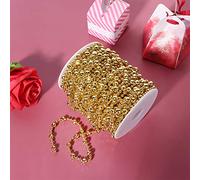 Walfront Cuerda de Perlas de Imitación de 20 M, Material ABS, Cuentas de Perlas de Imitación Decorativas Brillantes para Bodas y Fiestas (Gold)