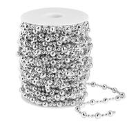 Walfront Cuerda de Perlas de Imitación de 20 M, Material ABS, Cuentas de Perlas de Imitación Decorativas Brillantes para Bodas y Fiestas (Silver)