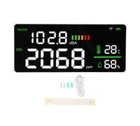 Walfront Decibel Meder CO2 Tester Wifi Control de la Aplicación Nivel de Sonido Colgante de Pared 30-130DBA 400-5000 PPM Batería Recargable Brillo Ajustable para el Hogar, Aula