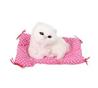 Walfront Gatito de Peluche, Muñeco de Gato Sentado de Felpa y Plástico, 17 X 14 Cm con Maullidos, Sonido Que Abre los Ojos, Cojín, Decoración para Mesa, Coche, Hogar, Niños, Niñas, Regalos (El Gato