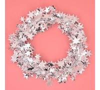 Walfront Guirnalda de Oropel de Estrellas de 7,5 M, Decoración Navideña de Alambre Flexible, árboles, Bodas, Fiestas y Eventos Festivos (Silver)