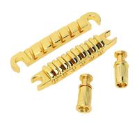 Walfront Juego de Cordal de Puente Envolvente Puente de Montura de Rodillo Ajustable de Aleación de Zinc con Monturas de Cuerdas Individuales para Guitarra Eléctrica Estilo Espaciado de (GOLD)