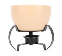 Walfront Juego de Fondue con 4 Tenedores, Olla de Porcelana Cerámica, Diseño Elegante para Derretir Queso y Chocolate, Ideal para Reuniones Familiares y Fiestas (Beige)