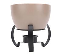 Walfront Juego de Fondue con 4 Tenedores, Olla de Porcelana Cerámica, Diseño Elegante para Derretir Queso y Chocolate, Ideal para Reuniones Familiares y Fiestas (GRAY)