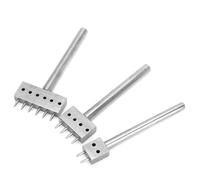 Walfront Juego de Herramientas Perforadoras de Cuero, Cinceles de Costura con Espaciado de Acero, 3 Piezas, 2, 4, 6 Puntas, 4 Mm, 5 Mm, 6, 8, para Artesanía en Cuero, Cordones, Grabado, Punzonado,