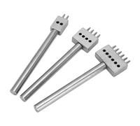 Walfront Juego de Herramientas Perforadoras de Cuero, Cinceles de Costura con Espaciado de Acero, 3 Piezas, 2, 4, 6 Puntas, 4 Mm, 5 Mm, 6, 8, para Artesanía en Cuero, Cordones, Grabado, Punzonado,