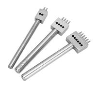 Walfront Juego de Herramientas Perforadoras de Cuero, Cinceles de Costura con Espaciado de Acero, 3 Piezas, 2, 4, 6 Puntas, 4 Mm, 5 Mm, 6, 8, para Artesanía en Cuero, Cordones, Grabado, Punzonado,
