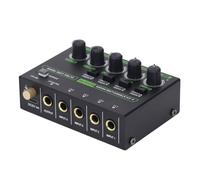 Walfront Mezclador de de 4 Canales Consola Mezcladora Mezclador de Sonido Estéreo de 6,35 Mm Entrada y Salida de 1/4 pulg. Modos Mono de 2 Canales Bajo Nivel de Ruido Tipo C 5 V Carcasa (Enchufe de