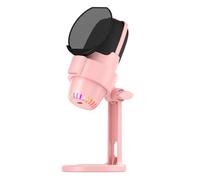 Walfront Micrófono de Juego Dinámico USB USB RGB Microfono Comput Mic Mic Kit Cancellation para Juegos/reunión/transmisión en Vivo/grabación de Audio/Video (Pink)