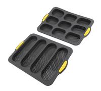 Walfront Mini Molde para Pan Juego de Moldes para Pan de Silicona con Bandejas para Hornear de 9 y 4 Cavidades Antiadherente Fácil Liberación Calentamiento Uniforme para Perritos Calientes Té de