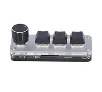 Walfront Mini Teclado con Interruptor Rojo a Prueba de Polvo 3 Teclas 1 Perilla RGB LED Conexión USB C Ideal para Juegos Oficina Música ABS Acrílico Metal 3,9 X 1,4 Pulgadas