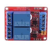 Walfront Módulo de Relé 2 Canales, 5/12/24 V, Optoacoplador Aislado, Módulo de Disparo de Alto y Bajo Nivel, 1PC (12V), Rojo, 2NO 2NC