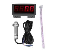 Walfront NPN Medidor de Tacómetro Digital Tacómetro de 4 Dígitos de Panel LED de Medición con Sensor de Proximidad de Efecto Hall(Red)