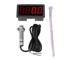 Walfront NPN Medidor de Tacómetro Digital Tacómetro de 4 Dígitos de Panel LED de Medición con Sensor de Proximidad de Efecto Hall(Red)