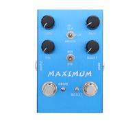 Walfront Pedal de Efecto Overdrive con Refuerzo de Doble Canal y Interruptor de Palanca EQ de 3 Bandas para bajo de Guitarra Eléctrica DC 9V