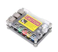 Walfront Placa de Conexión de Fuente de Alimentación y Kit de Carcasa Acrílica con Perilla de Voltaje Ajustable Adj, Conector Adaptador de Módulo USB 2,0 de 24 Pines y 6 Puertos