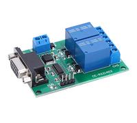 Walfront Placa de Interruptor de Relé Tb351, Módulo de Relé de Puerto Serie de 2 Canales, Nivel Rs232 Hembra/Macho Db9, Se Puede Controlar a Través del Súper Terminal, Plástico