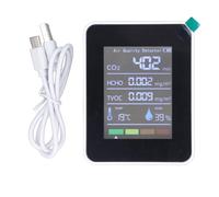 WALFRONT Probador de Calidad del Aire 5 en 1, Detector de CO2 para Interiores, Medidor de Dióxido de Carbono 5 en 1, Probador de Temperatura y Humedad HCHO TVOC