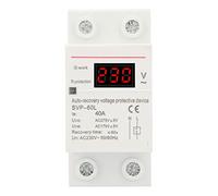 Walfront Protector de Sobretensión y Subtensión con Recuperación de Voltaje, Interruptor de Protección para Carril DIN, 230V 40A, for Instalaciones Eléctricas