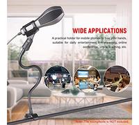 Walfront Soporte de Micrófono Soporte de Cuello de Cisne Ajustable, de Manguera Telescópico de Metal Negro con Clamp/Holder para Transmisión en Vivo Enseñanza en Línea de 25 Mm a 38 Mm
