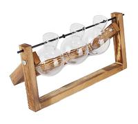 WALFRONT Terrario de Planta con Soporte de Madera, Diseño de Madera de Diseño Vintage Pantallas de Flor Jarrón de Plantas Pequeñas para Hidroponía de Interior de Agua Accesorios de Decoración de la